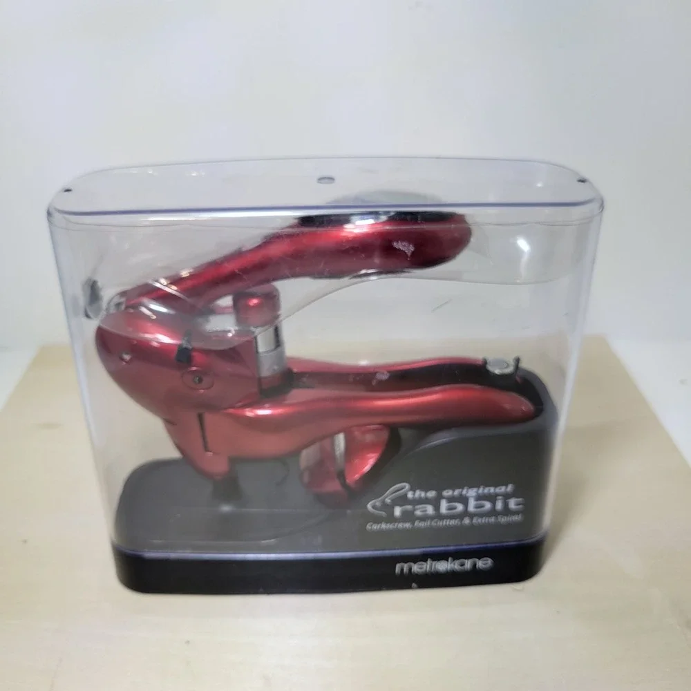 Original Rabbit Corkscrew Wine Opener Foil Cutter Extra‎ Spiral Red Metrokane